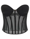 Elisabetta Franchi Tulle And Satin Bustier Top In Black