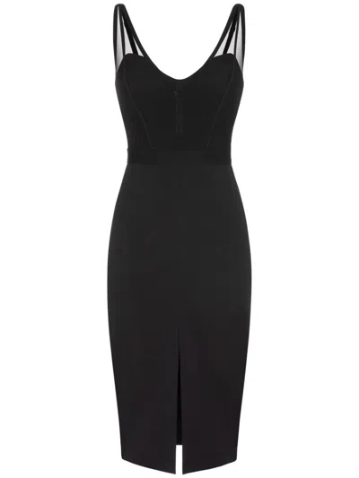 Elisabetta Franchi Bustier-top Crepe Midi Dress In Black