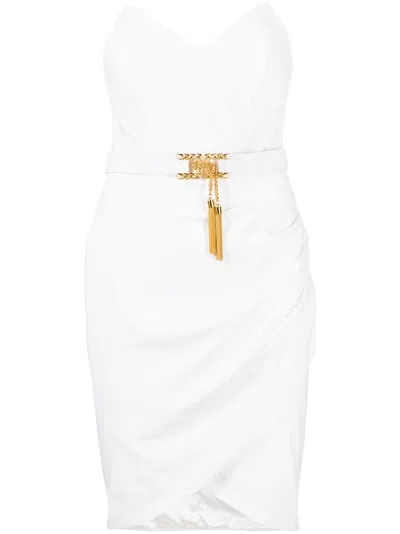 Elisabetta Franchi Bustier-top Draped Dress In White