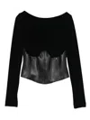 Elisabetta Franchi Bustier Top In Black Velvet And Faux Leather In Black