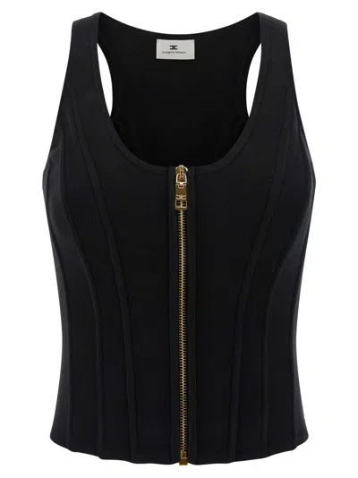 ELISABETTA FRANCHI BUSTIER TOP TOPS BLACK