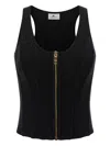 Elisabetta Franchi Structured Wool Blend Bustier Top In Black