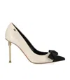 Elisabetta Franchi Butter Black Pump With Bow In Neutral