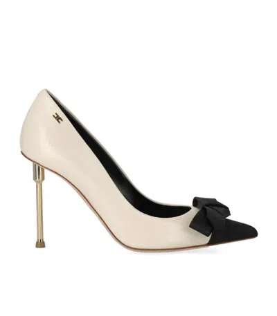 Elisabetta Franchi Butter Black Pump With Bow In Neutral
