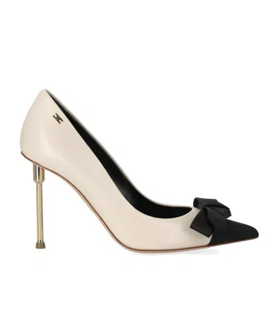 Elisabetta Franchi Butter Black Pump With Bow In White