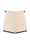 Elisabetta Franchi Multicolor High-waisted Shorts With Scalloped Hem In Neutral