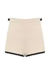 Elisabetta Franchi Multicolor High-waisted Shorts With Scalloped Hem In Neutral