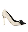 Elisabetta Franchi Butter Black Pump With Bow In Neutral
