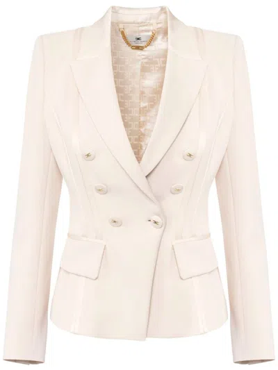 ELISABETTA FRANCHI ELISABETTA FRANCHI BUTTER CRÊPE BLAZER WITH SATIN DETAILS