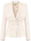 Elisabetta Franchi Crepe Satin Blazer In White