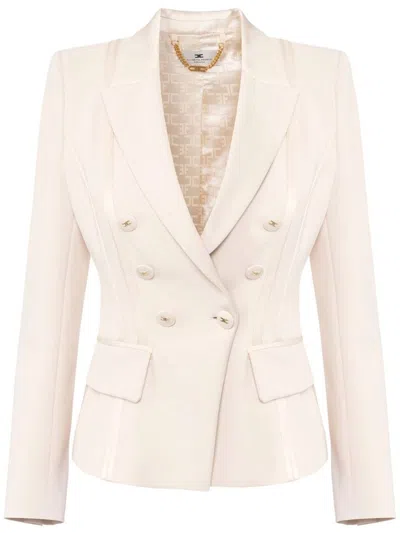 ELISABETTA FRANCHI BUTTER CRÊPE BLAZER WITH SATIN DETAILS