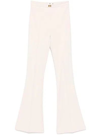 Elisabetta Franchi Butter Flared Trouser With Logo In Pink
