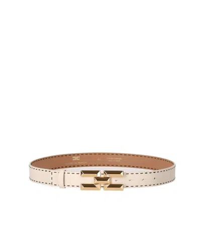 Elisabetta Franchi Butter High Waist Belt In Neutral