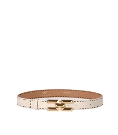 Elisabetta Franchi Butter High Waist Belt In White