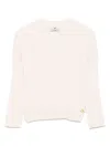 Elisabetta Franchi Beige V-neck Sweater With Side-buttoned Sleeves In Neutral