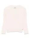 Elisabetta Franchi Beige V-neck Sweater With Side-buttoned Sleeves In Neutral