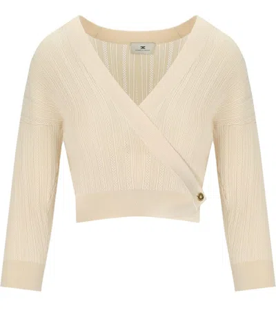ELISABETTA FRANCHI ELISABETTA FRANCHI BUTTER KNITTED TOP WITH V NECK