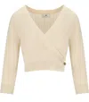 Elisabetta Franchi Butter Knitted Top With V-neck In Neutral