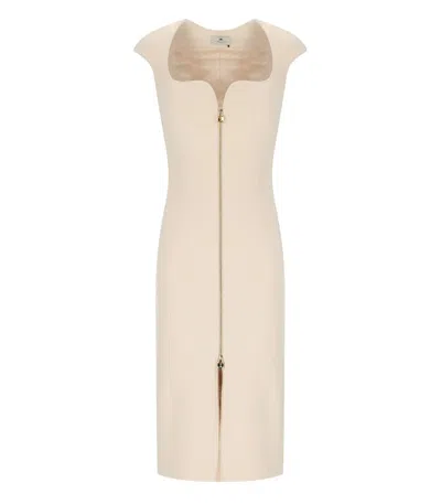 Elisabetta Franchi Zip-front Fitted Dress In White