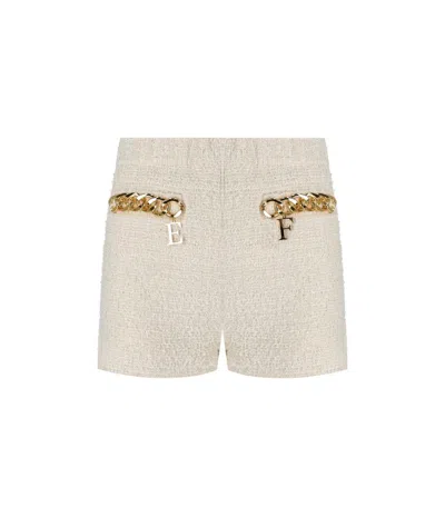 Elisabetta Franchi Butter Shorts With Chain In White