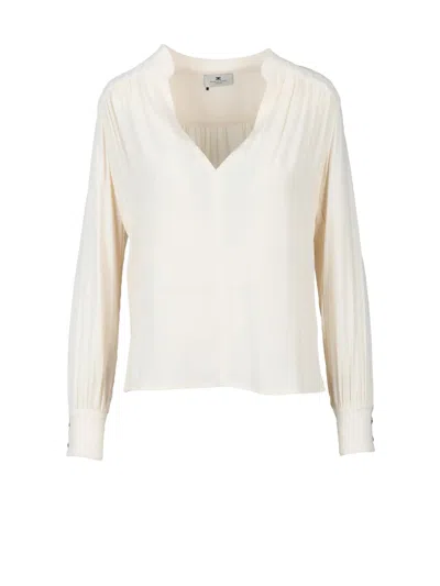 Elisabetta Franchi Butter Viscose Crepe Blouse In Neutral