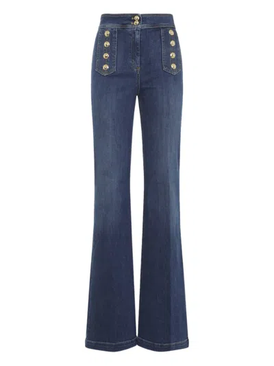 ELISABETTA FRANCHI BUTTON-DETAIL BELT-LOOP JEANS