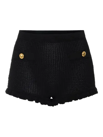 Elisabetta Franchi Button-detail Knitted Shorts In Black