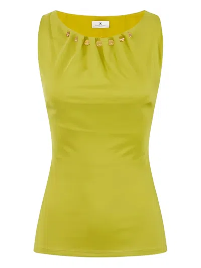 ELISABETTA FRANCHI BUTTON-DETAIL SLEEVELESS TOP