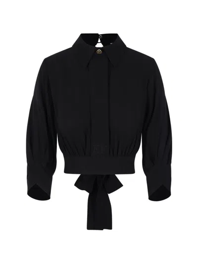 Elisabetta Franchi Button-detail Tie Blouse In Black