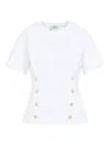 Elisabetta Franchi Crewneck T-shirt With Decorative-buttons In White