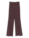 Elisabetta Franchi Flared Leg Trousers Gold-tone Buttons In Burgundy