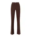 Elisabetta Franchi High-waisted Flared Pants With Decorative Button Details In Brown