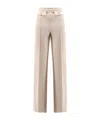 Elisabetta Franchi Wide Leg High Waist Trousers With Buttoned Flaps In Neutral