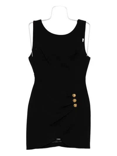 Elisabetta Franchi Draped Mini Dress V-back Detail In Black