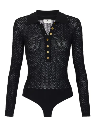 Elisabetta Franchi Button-detailed Polo Bodysuit In Black