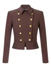 Elisabetta Franchi Button Double-breasted Jacket In Brown