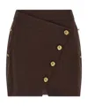 Elisabetta Franchi Asymmetrical Jewel-button Mini Skirt In Brown