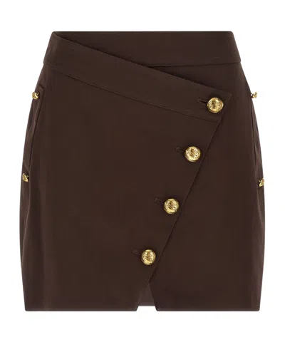 ELISABETTA FRANCHI ELISABETTA FRANCHI BUTTON EMBELLISHED GABARDINE MINI SKIRT