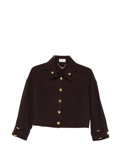 Elisabetta Franchi Button-embellished Jacket In Brown