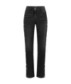 Elisabetta Franchi Straight Cotton Jeans With Side Buttons In Black