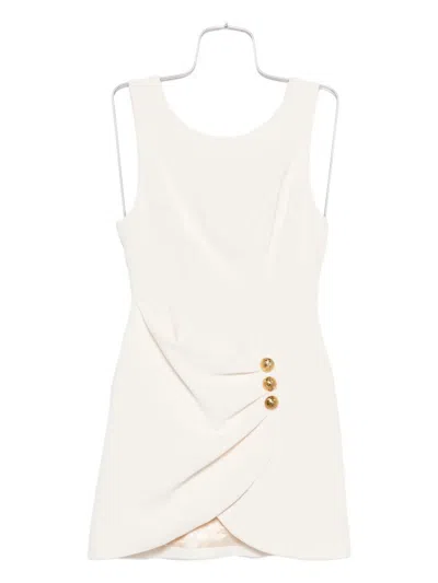Elisabetta Franchi Draped Front Mini Dress In White