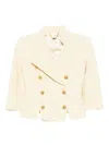 Elisabetta Franchi Button-embellished Tweed Jacket In Yellow