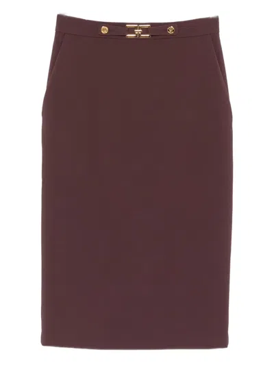 Elisabetta Franchi Button-fastening Pencil Skirt In Purple