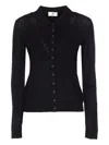 Elisabetta Franchi Long Sleeve Cardigan With Ribbed Texture And Pockets In Black