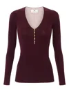 Elisabetta Franchi Button Long-sleeve T-shirt In Brown