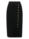 Elisabetta Franchi Button Midi Skirt In Animal Print