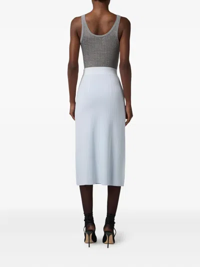 Elisabetta Franchi Button Midi Skirt In Blue
