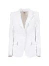 Elisabetta Franchi White Tailored Structured Shoulder Blazer In White