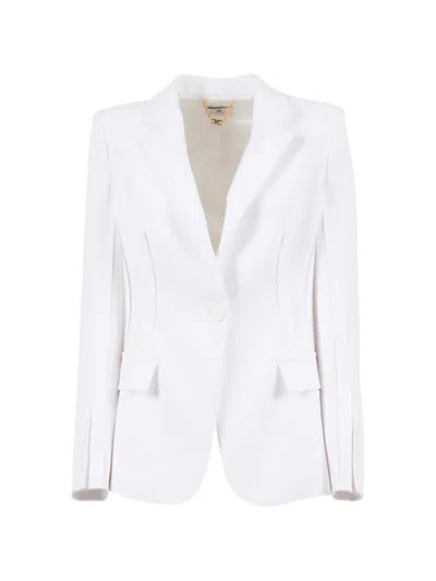 Elisabetta Franchi Button Single-breasted Blazer In White