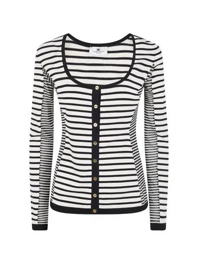Elisabetta Franchi Tricot Squared Neck Sweater In Multi